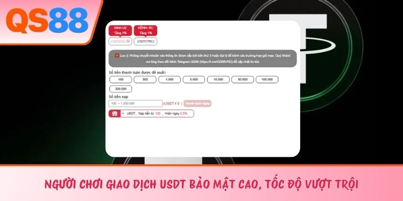 Người chơi giao dịch USDT bảo mật cao, tốc độ vượt trội