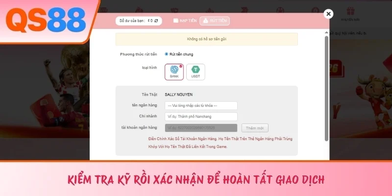 Kiểm tra kỹ rồi xác nhận để hoàn tất giao dịch 
